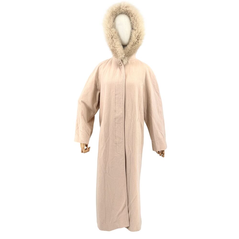 Vintage Y2K Kristen Blake Blush Pink Fox Fur Trim Hooded Coat